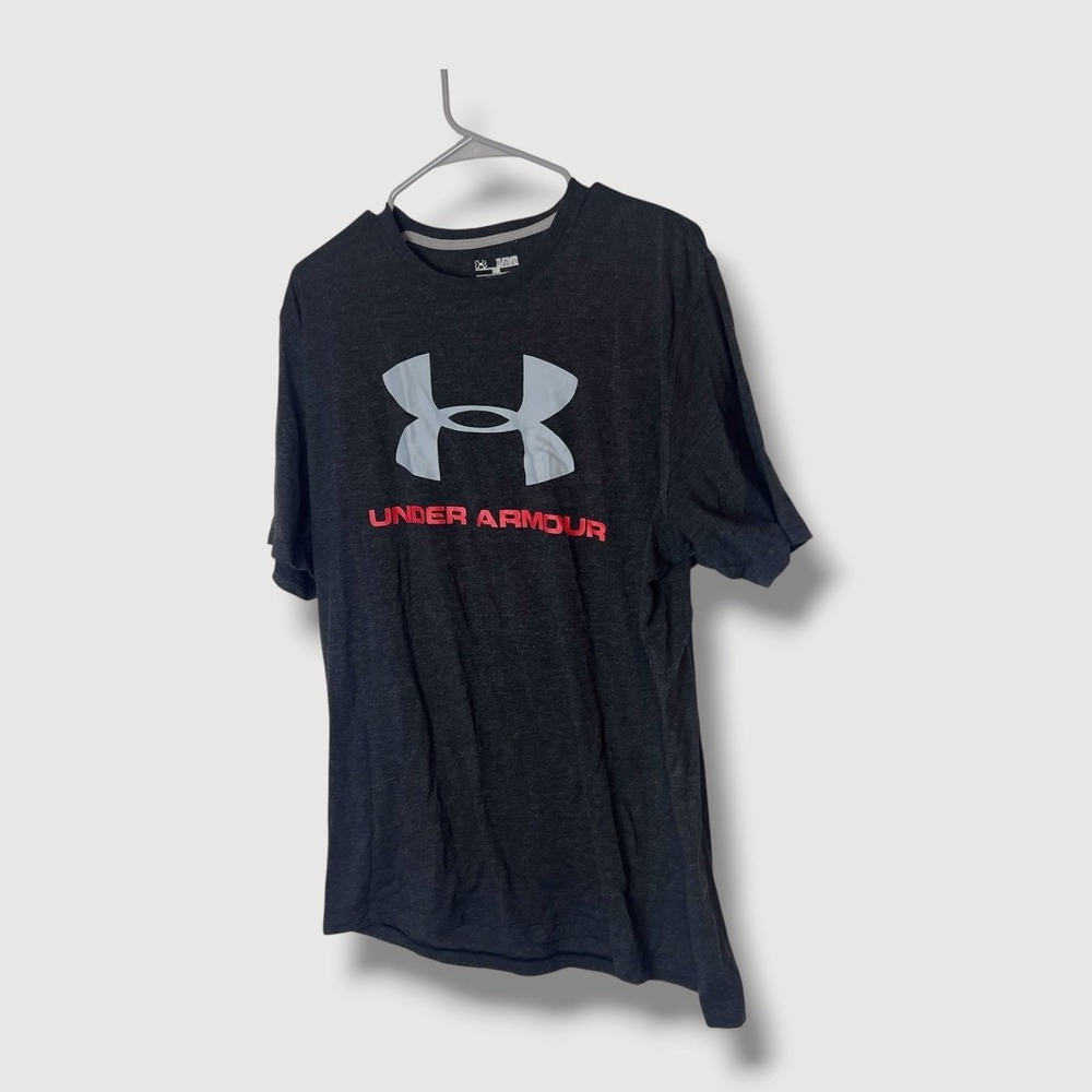 Under Armour Heatgear Mens Dark Gray Charcoal Logo Tee Shirt Size XL